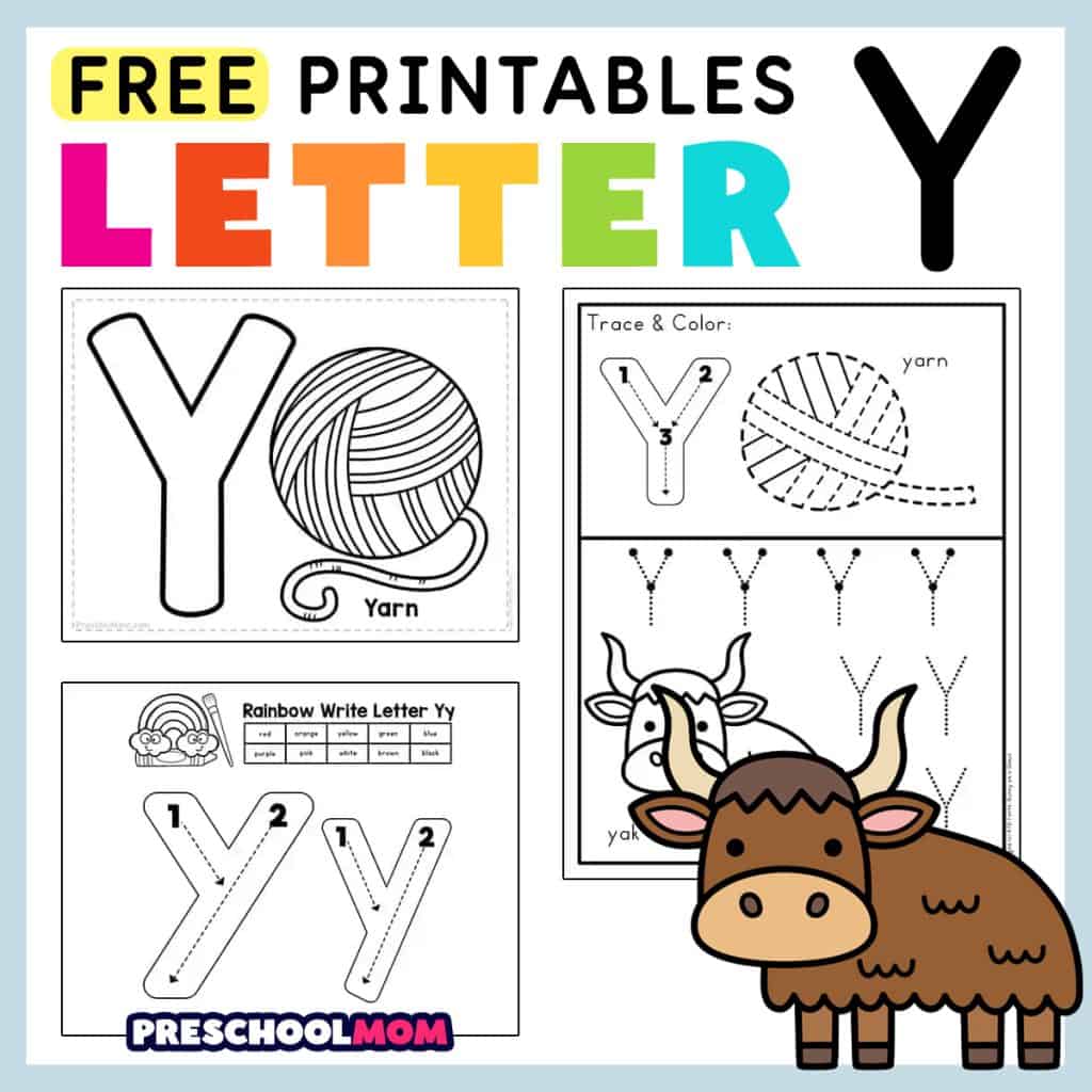 Letter y preschool printables