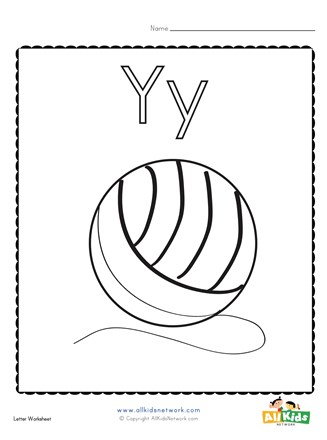 Coloring page for the letter y all kids network