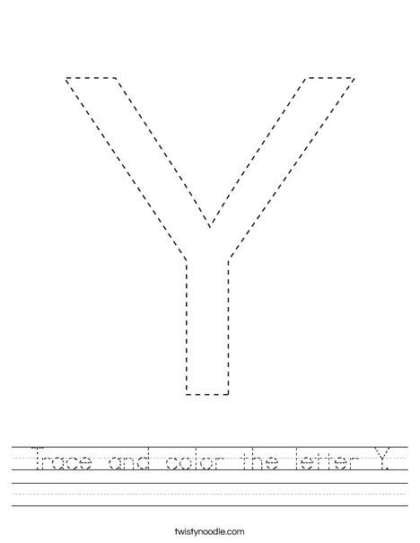 Trace and color the letter y worksheet