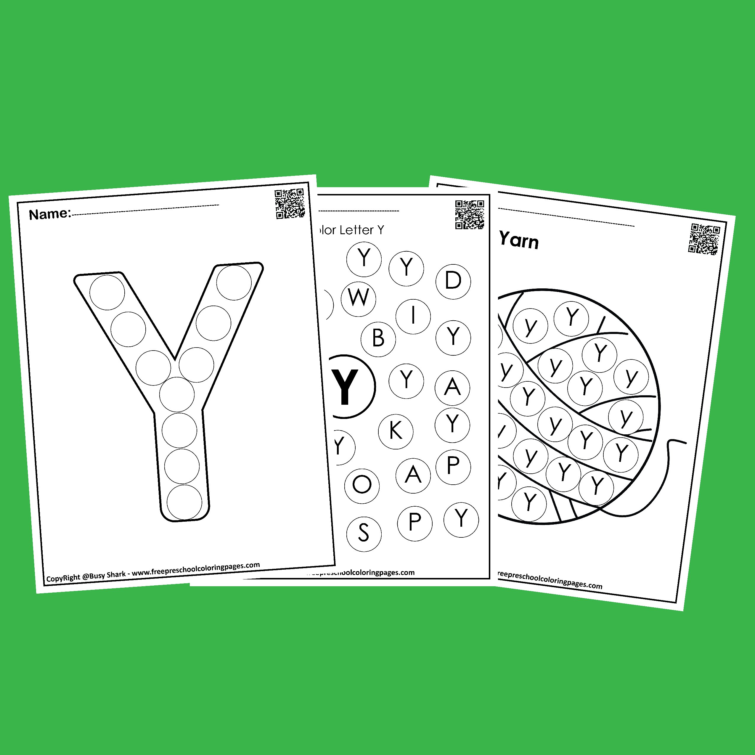 Letter y dot markers free coloring pages