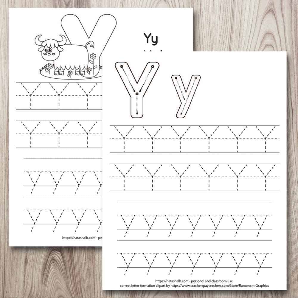 Free printable letter y tracing worksheet y is for yak