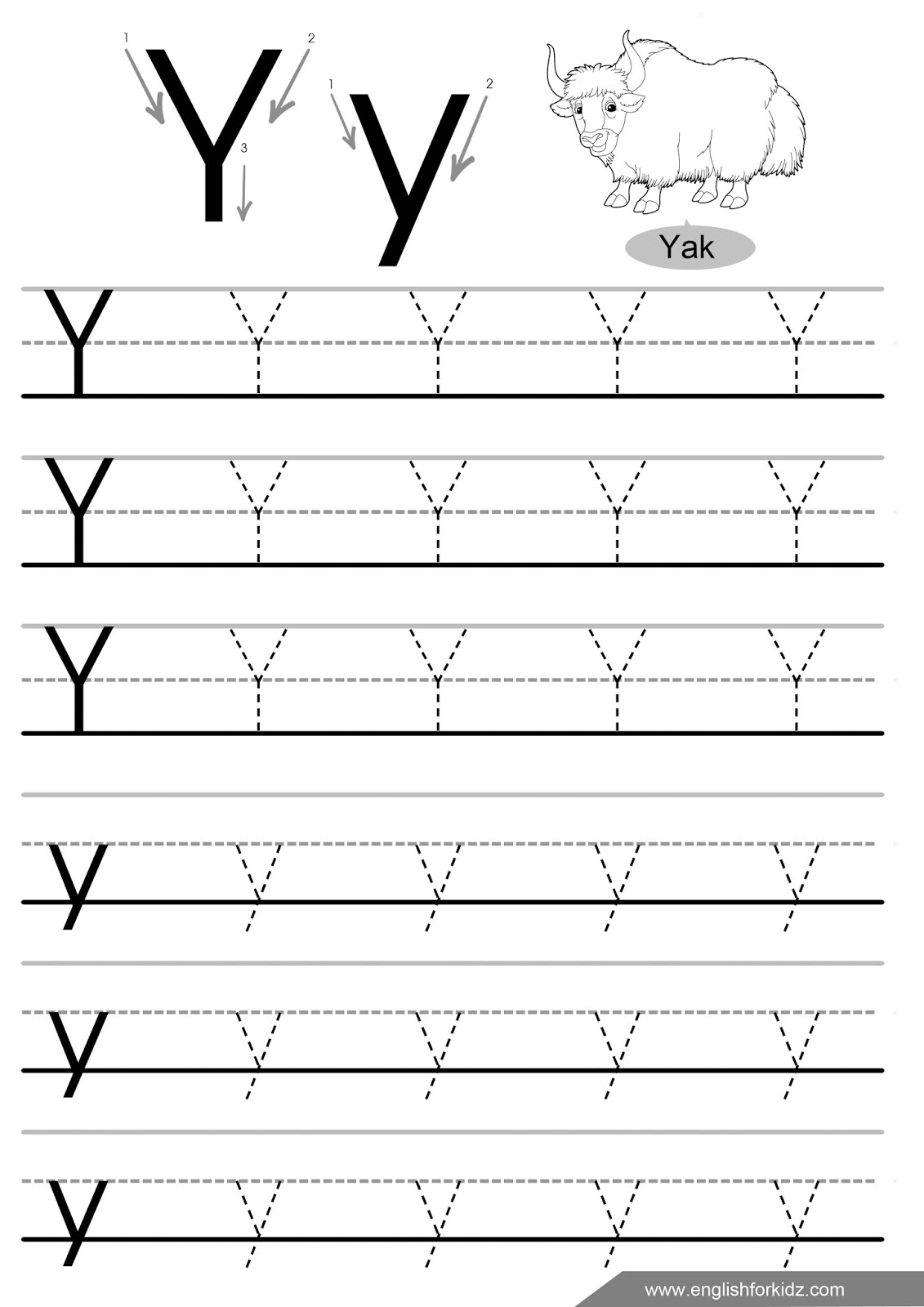 English for kids step by step letter y worksheets flash cards coloring pages