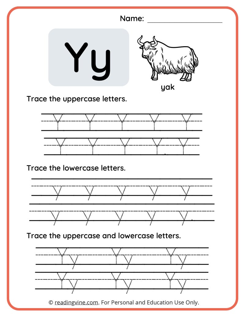 Letter y worksheets for preschool free printable