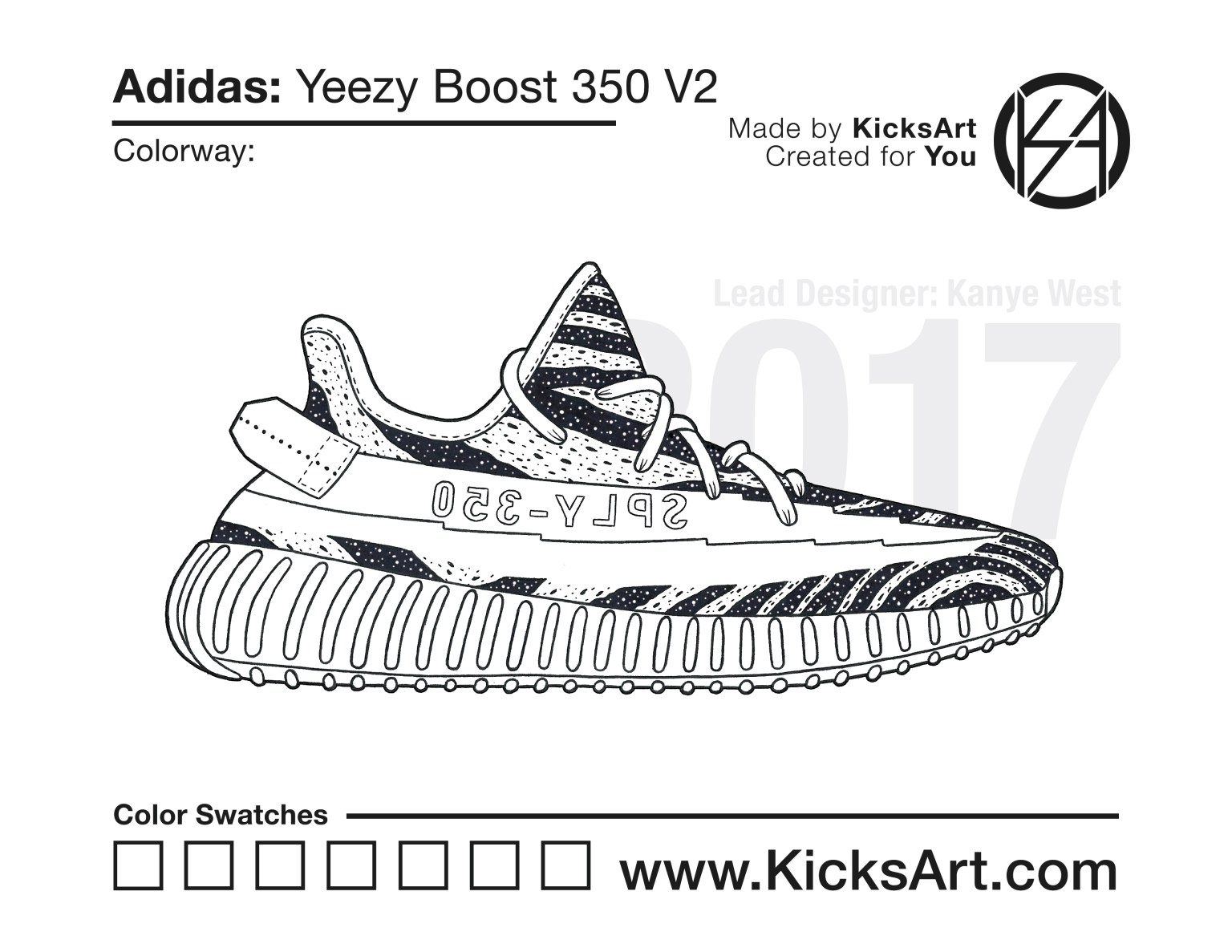 Adidas yeezy boost v sneaker coloring pages