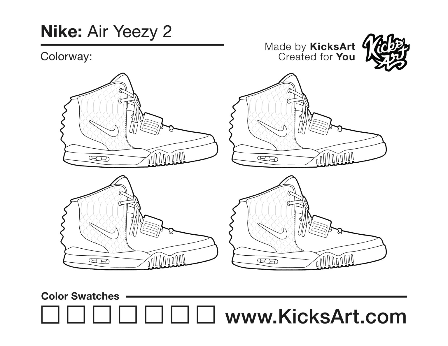 Nike air yeezy sneaker coloring pages