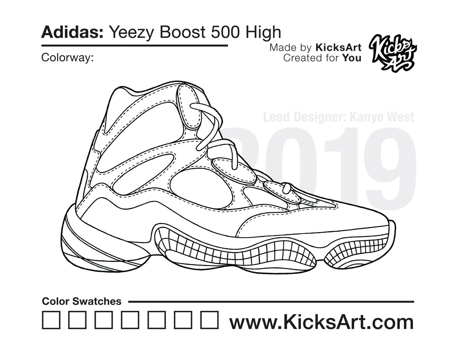 Adidas yeezy boost sneaker coloring pages