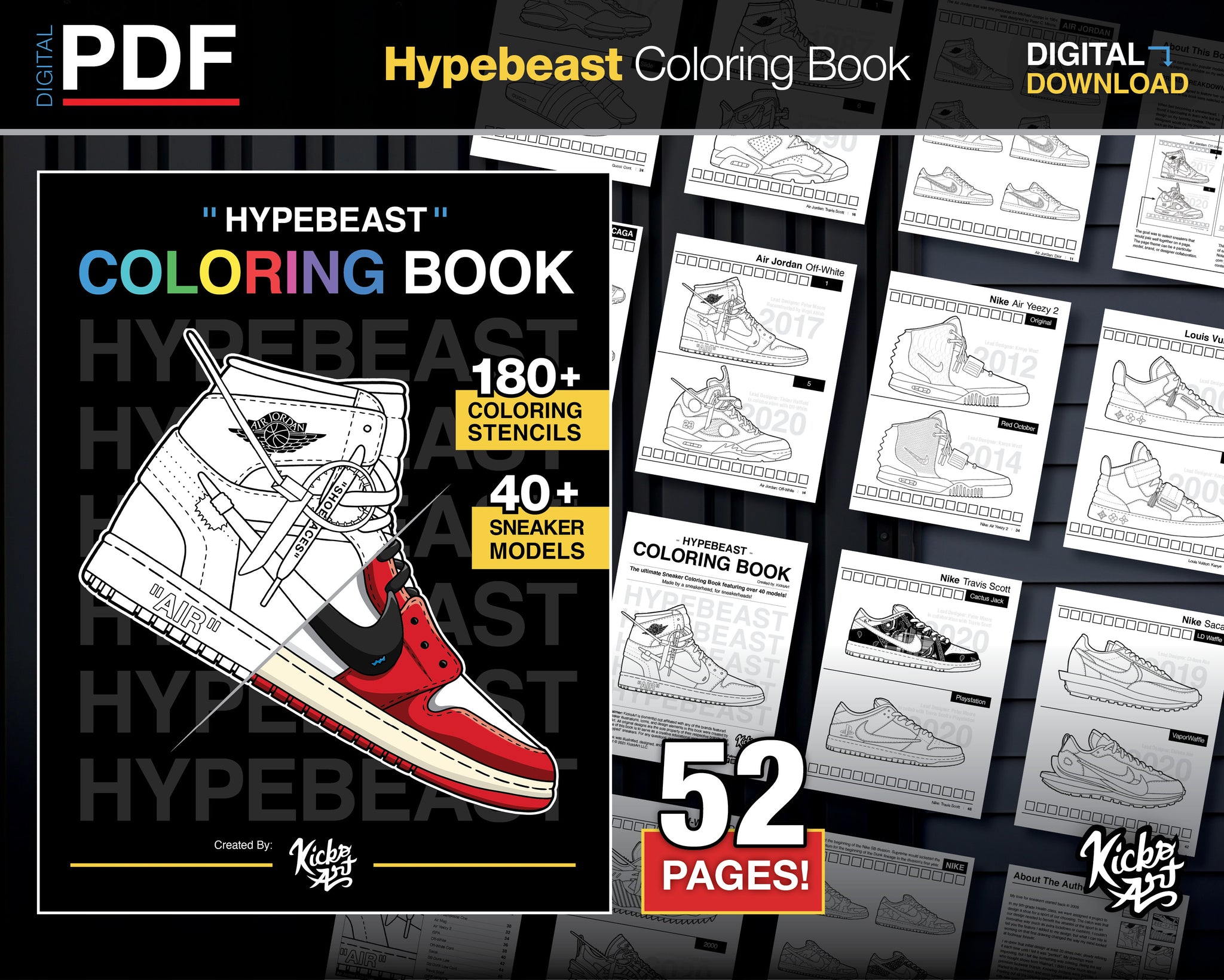 Digital pdf hypebeast coloring book â created by kicksart â kicksart shop
