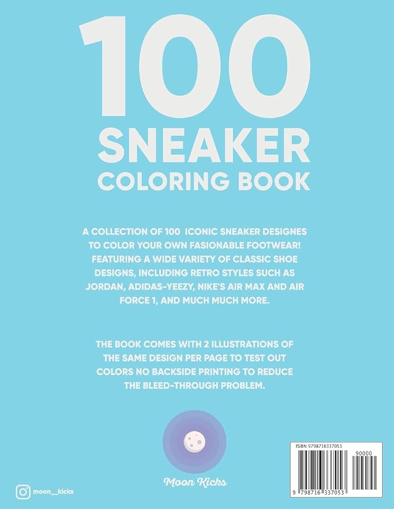 Sneaker coloring book a coloring book for adults and kids kicks moon books