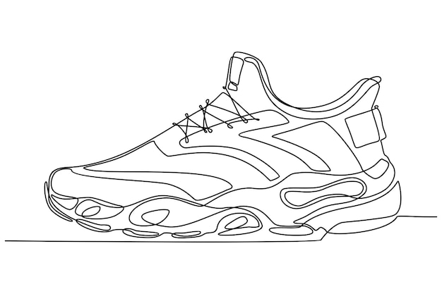 Premium vector continuous line drawing of sports shoes vector illustration