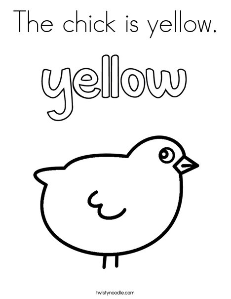 The chick is yellow coloring page