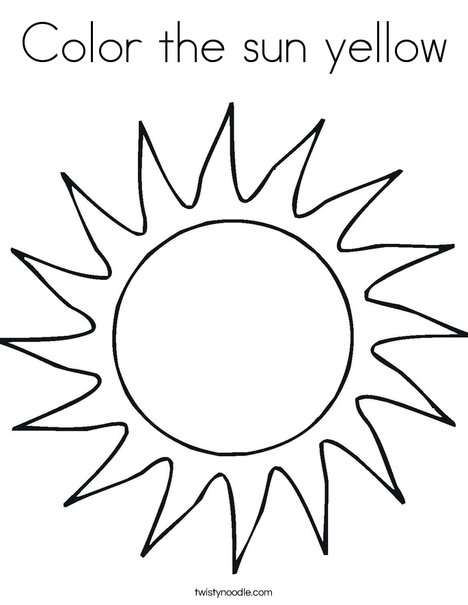 Color the sun yellow coloring page