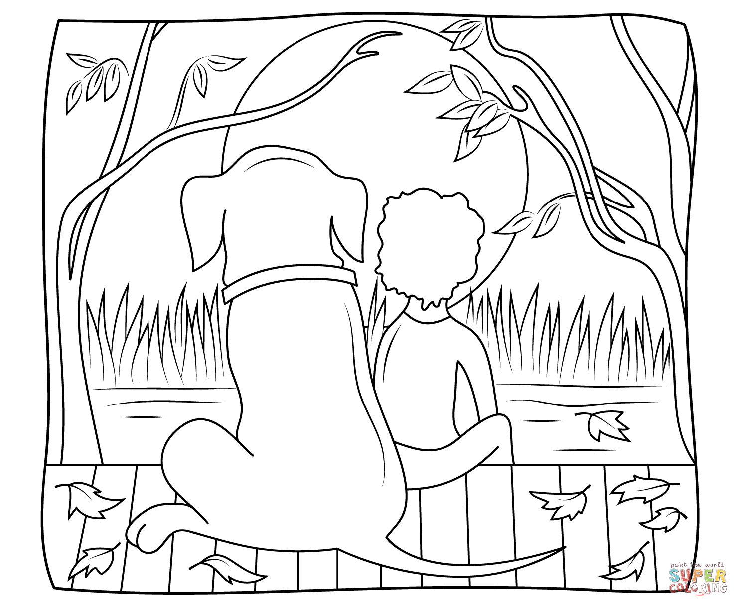 Henry and mudge under ther yellow moon coloring page free printable coloring pages
