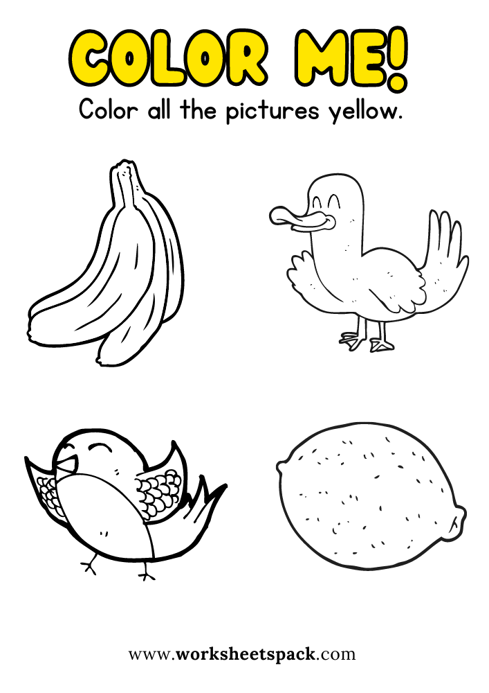 Yellow coloring pages printable yellow printable free picture templates for kindergarten