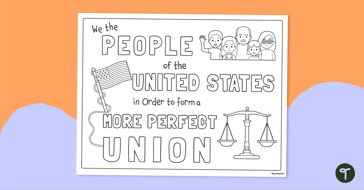 Constitution day coloring sheet teach starter