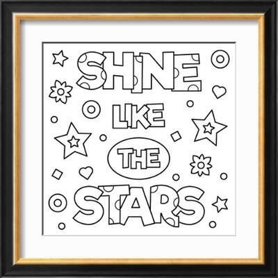 Shine like the stars coloring page vector illustration print