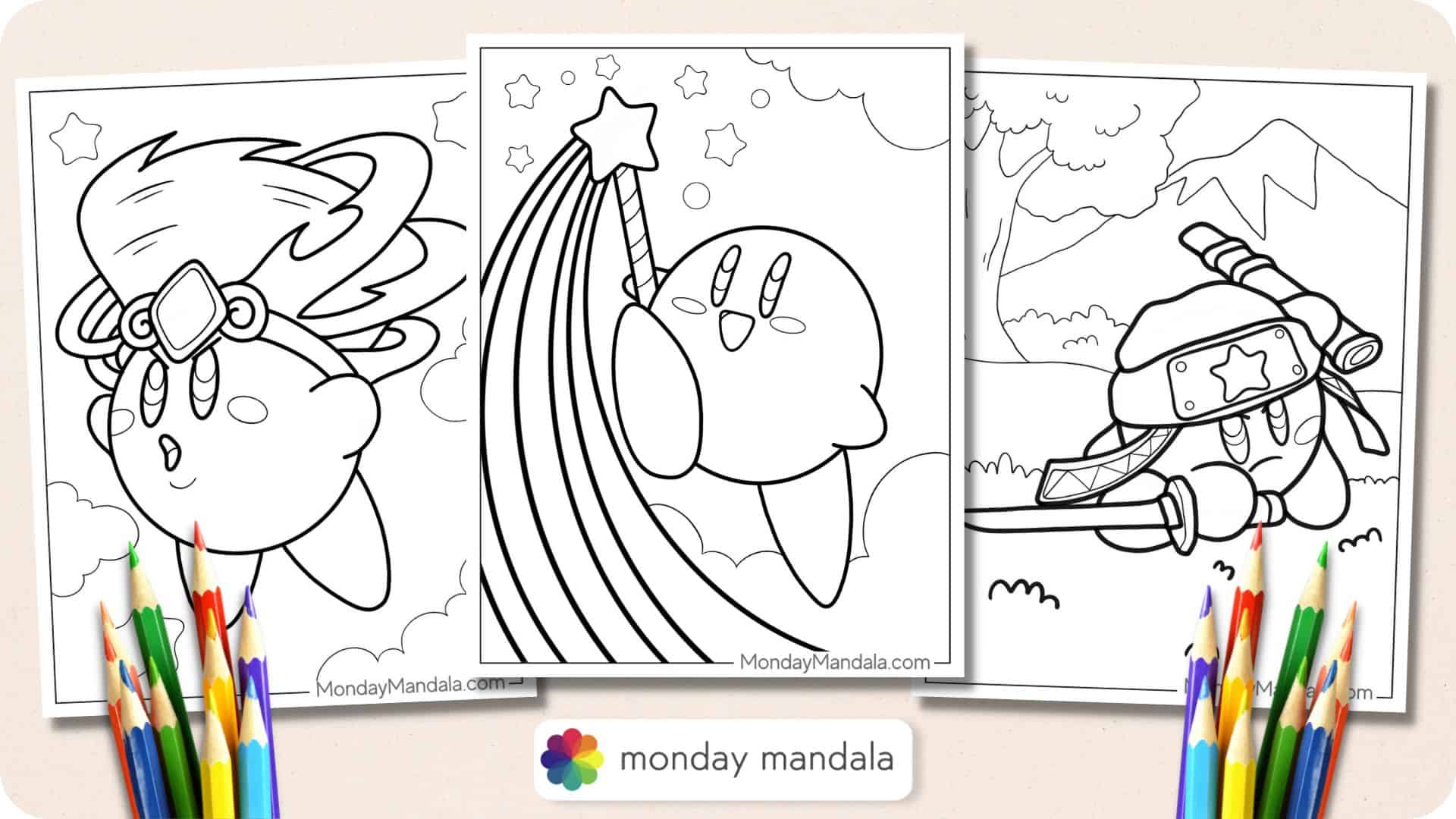 Kirby coloring pages free pdf printables
