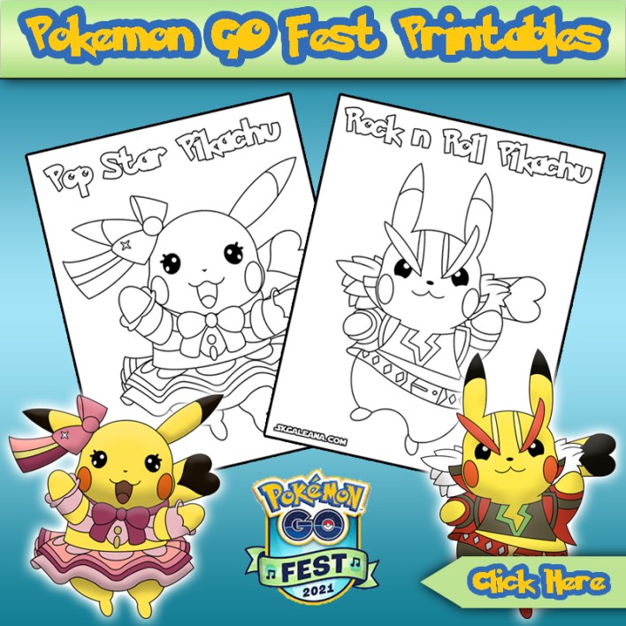Printable coloring pages of rock star pikachu and pop star pikachu just in time for pokãmon go fest â