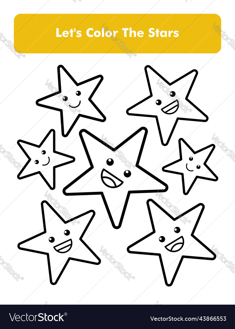 Happy stars coloring book page in letter vector image