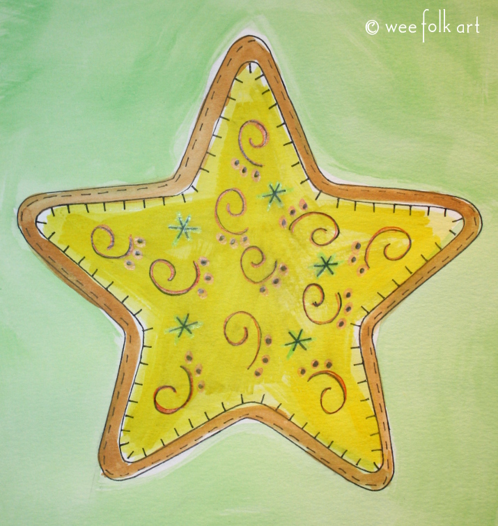 Gingerbread star coloring page â wee folk art