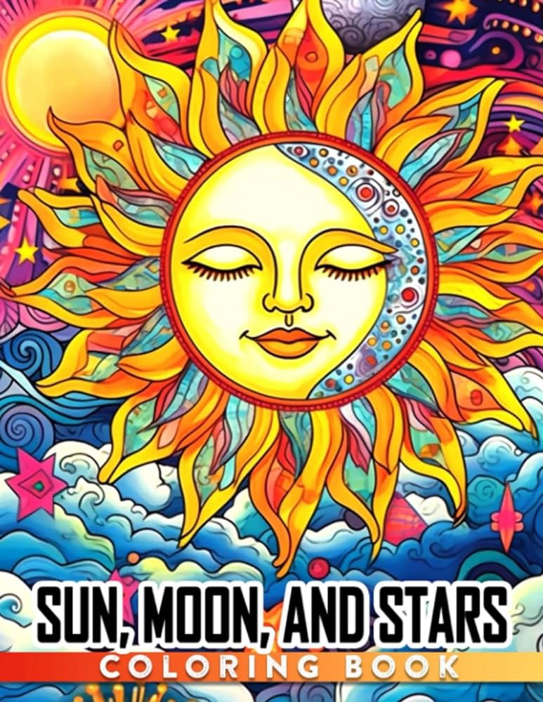 Sun moon and stars coloring book astrology coloring pages set with illustrations for girls boys or lovers ideal for gag gifts white elephant gifts birthdays and stress relief bradley