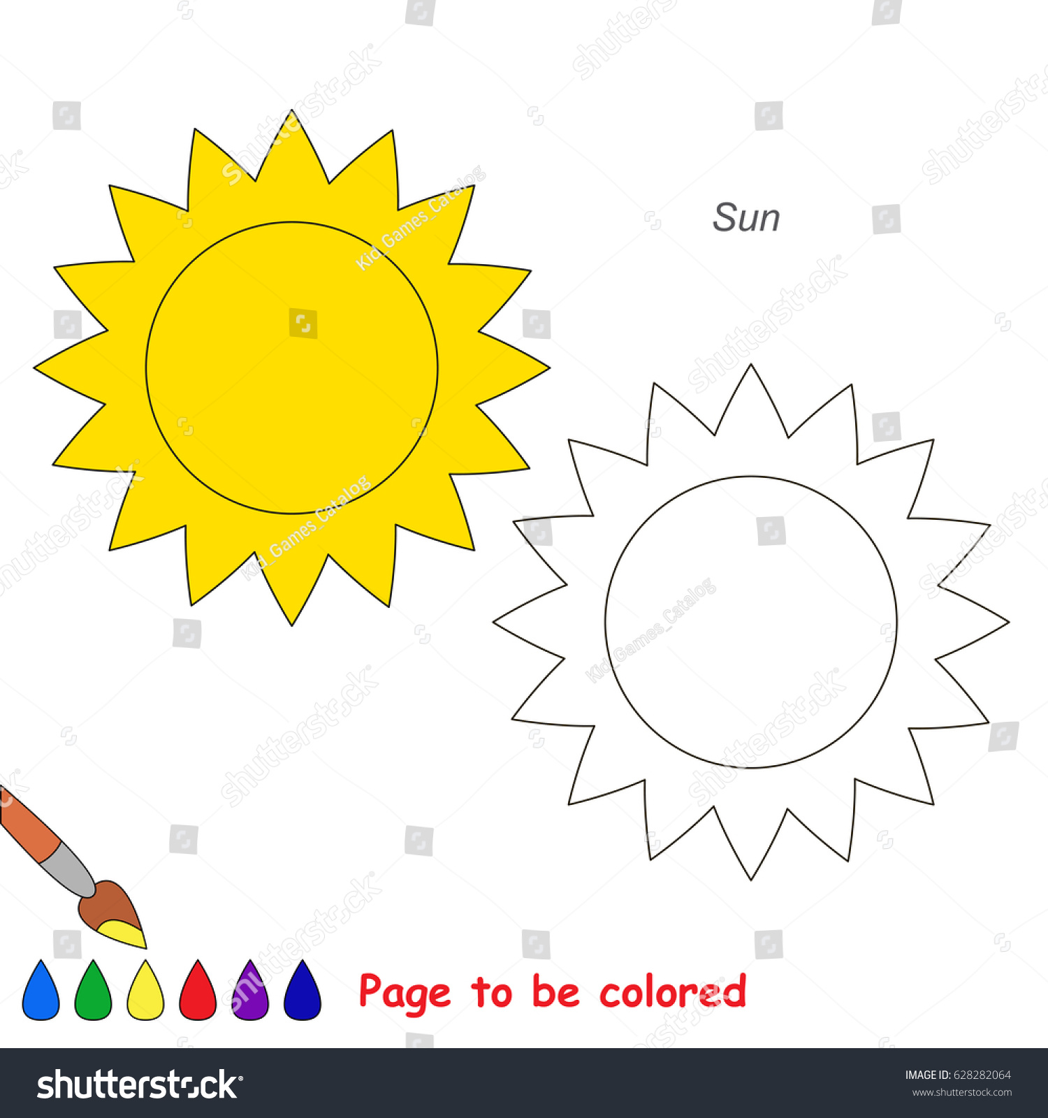 Sun star be colored coloring book stock vector royalty free