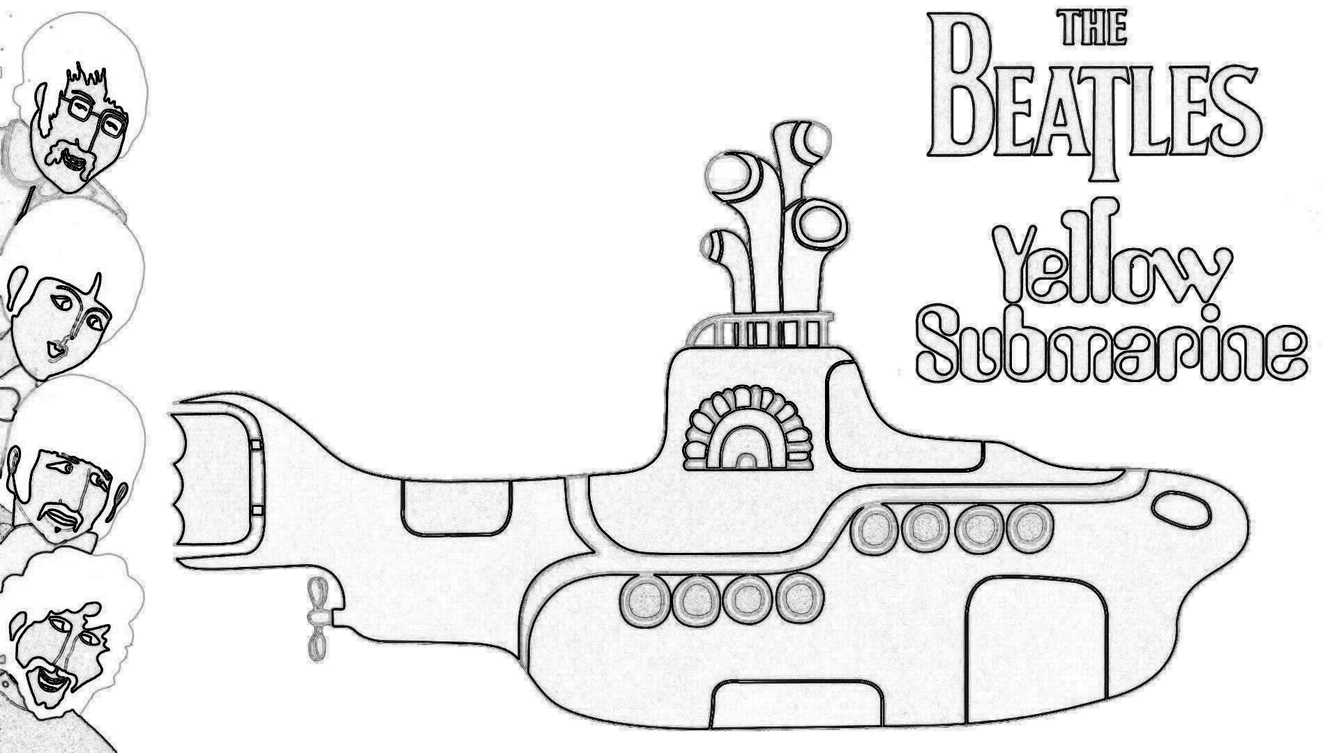 Colorful yellow submarine coloring page