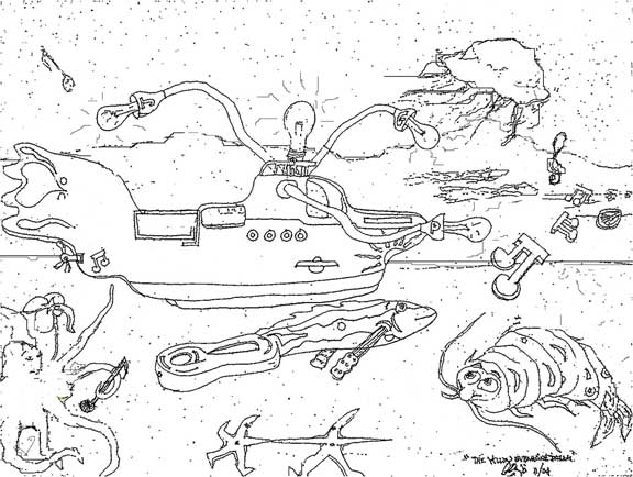 Yellow submarine coloring book page