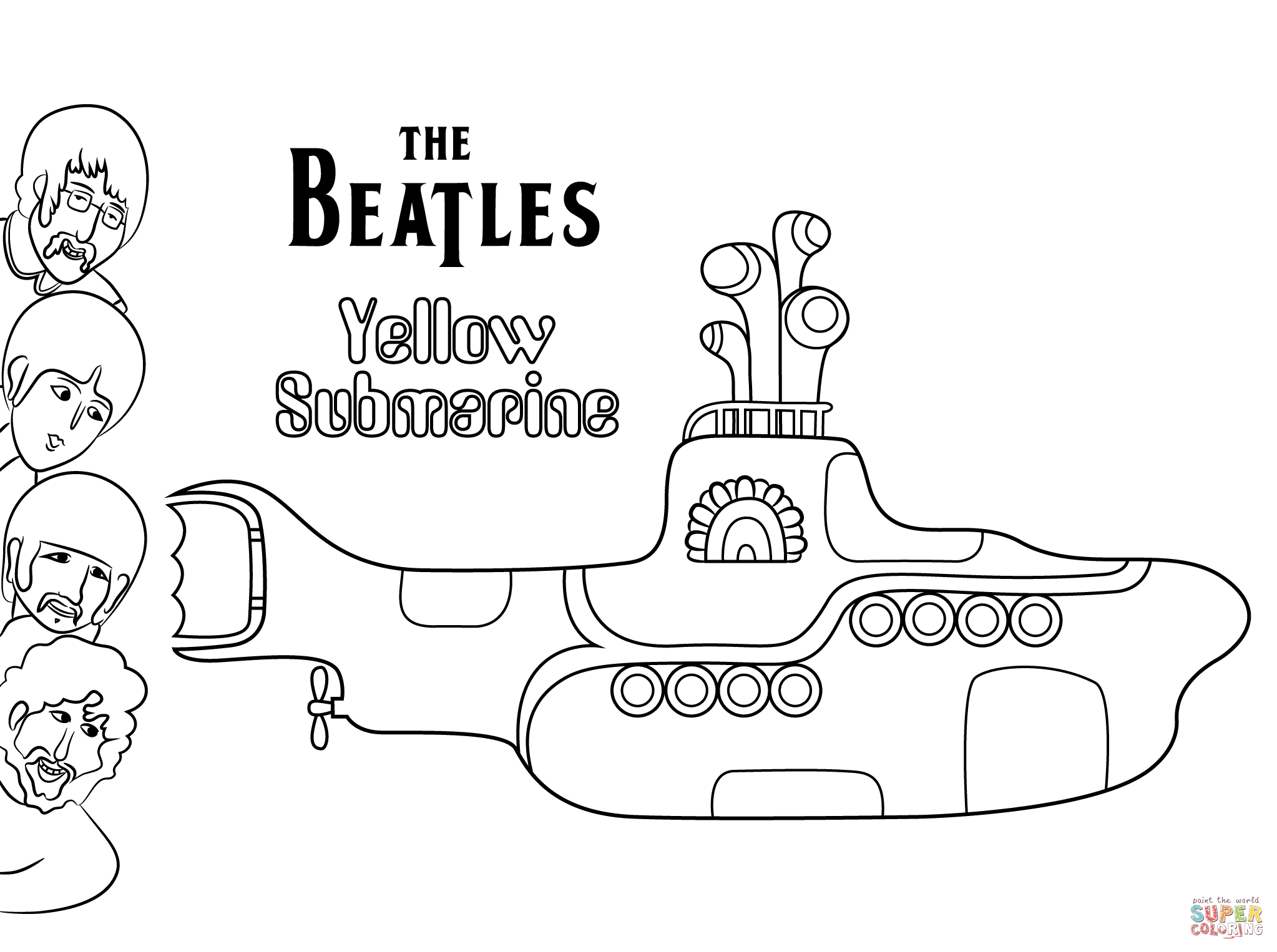 The beatles yellow submarine cover art coloring page free printable coloring pages