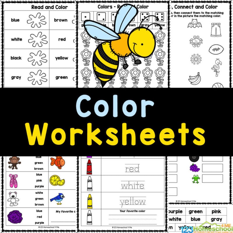 Free printable color worksheets for kids