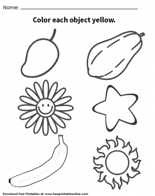 Yellow objects coloring page