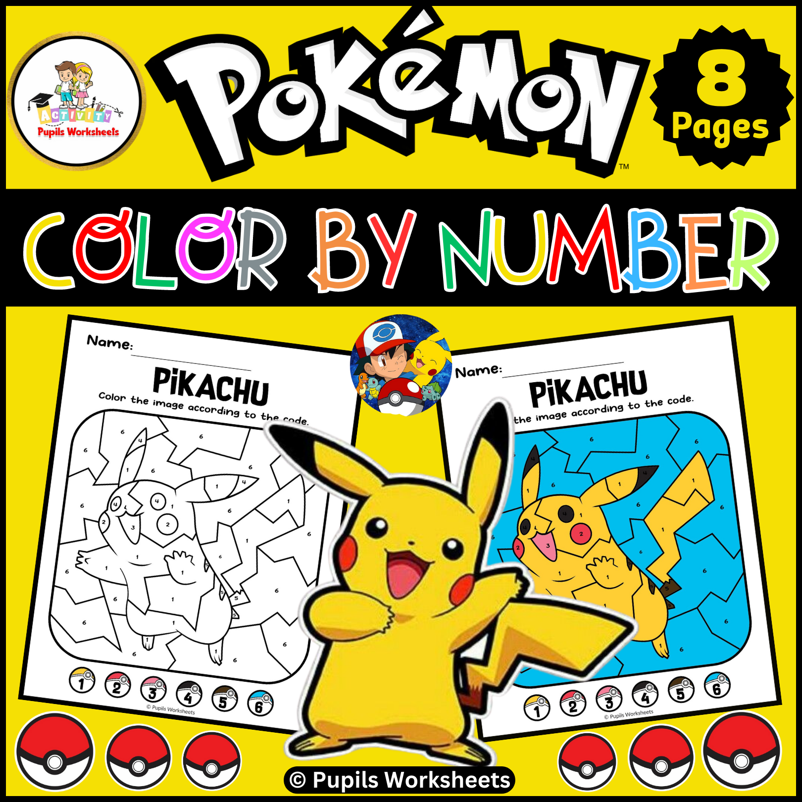 Pokemon color by number