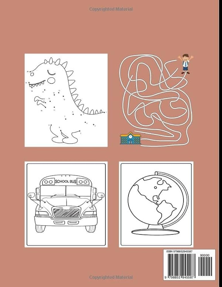 Back to school activity book worksheets coloring pages maze activities dot