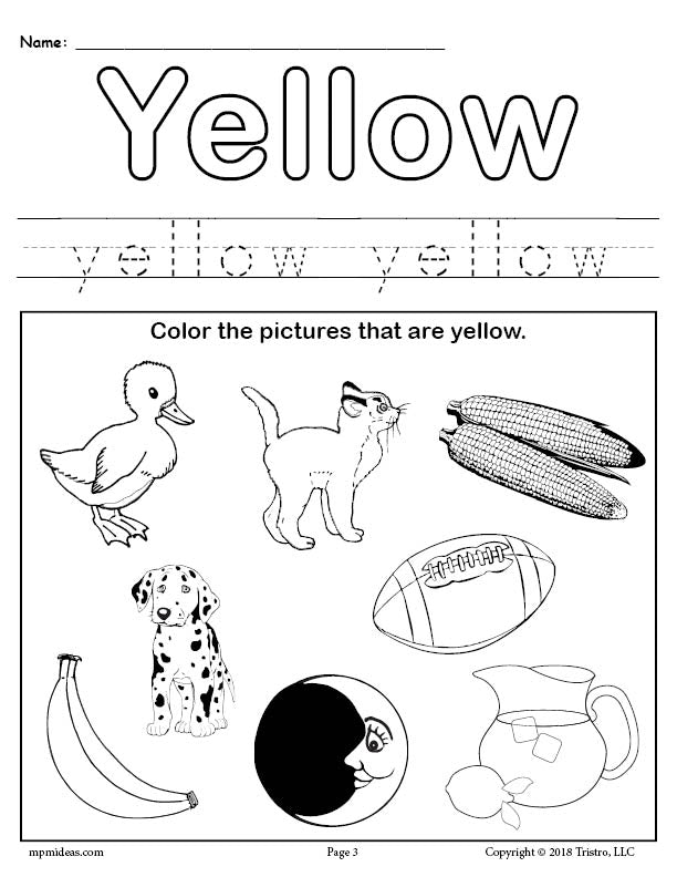 Color yellow worksheet â