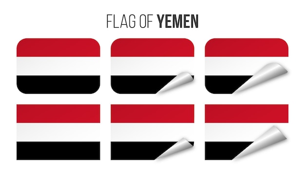 Premium vector yemen flag labels stickers set vector illustration d flags of yemen isolated on white
