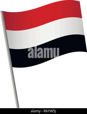Yemen flag national flag of yemen on pole vector stock vector image art