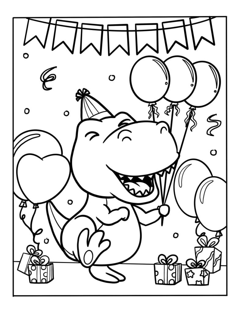 Happy birthday mommy coloring page free printable dinosaur pictures