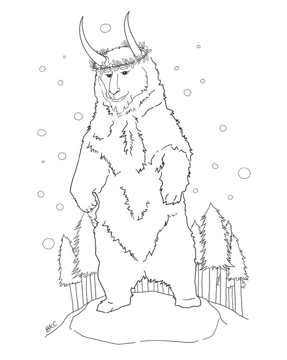 Holiday yeti coloring page coloring book pages for adults and kids coloring sheets coloring designs