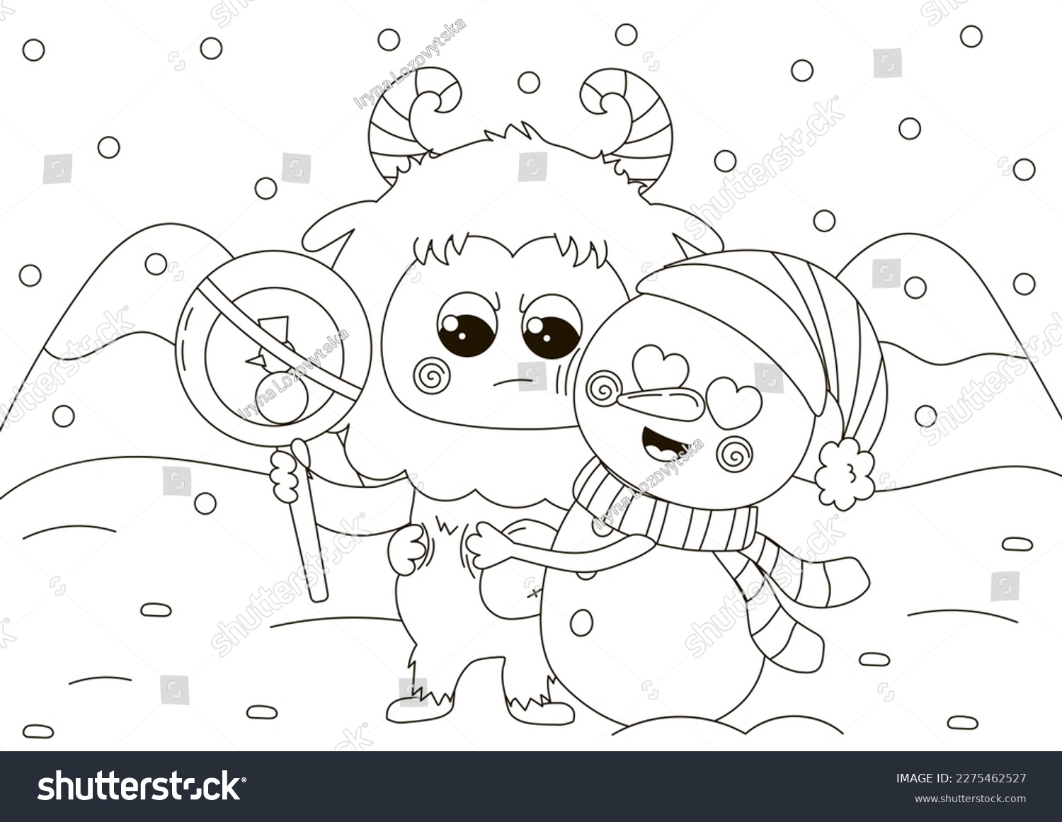 Funny coloring page cute angry yeti stock vector royalty free