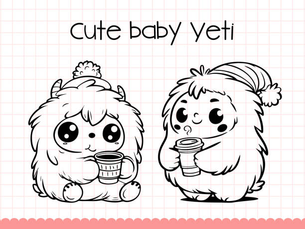 Coloring book yeti stock illustrations royalty