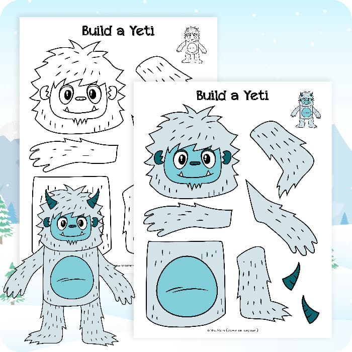 Yeti printable abominable snowman craft mrs merry