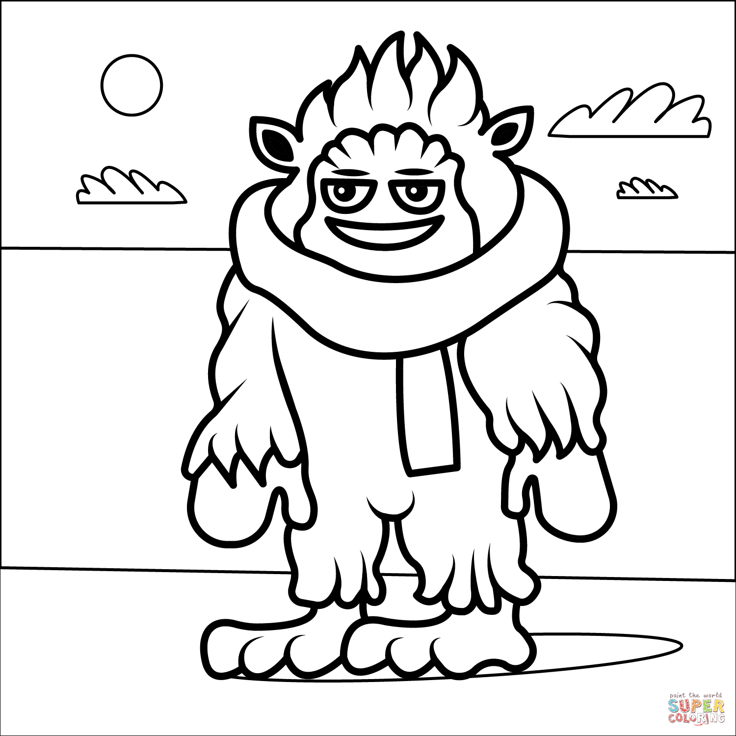 Christmas yeti coloring page free printable coloring pages