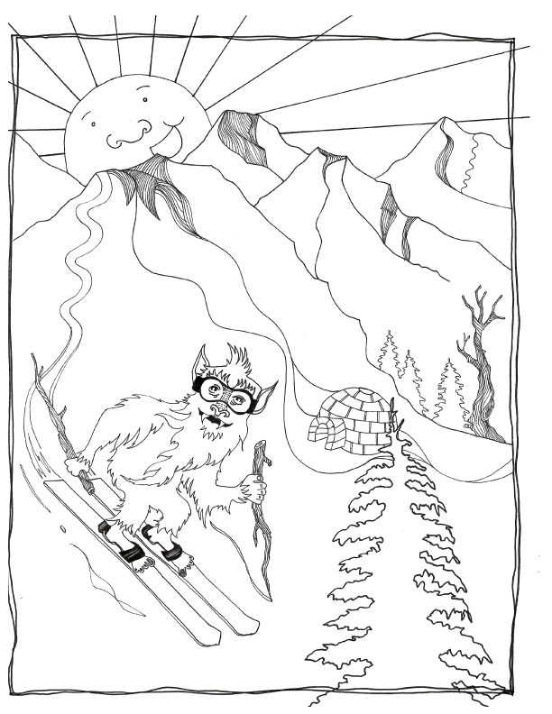 Skiing coloring pages