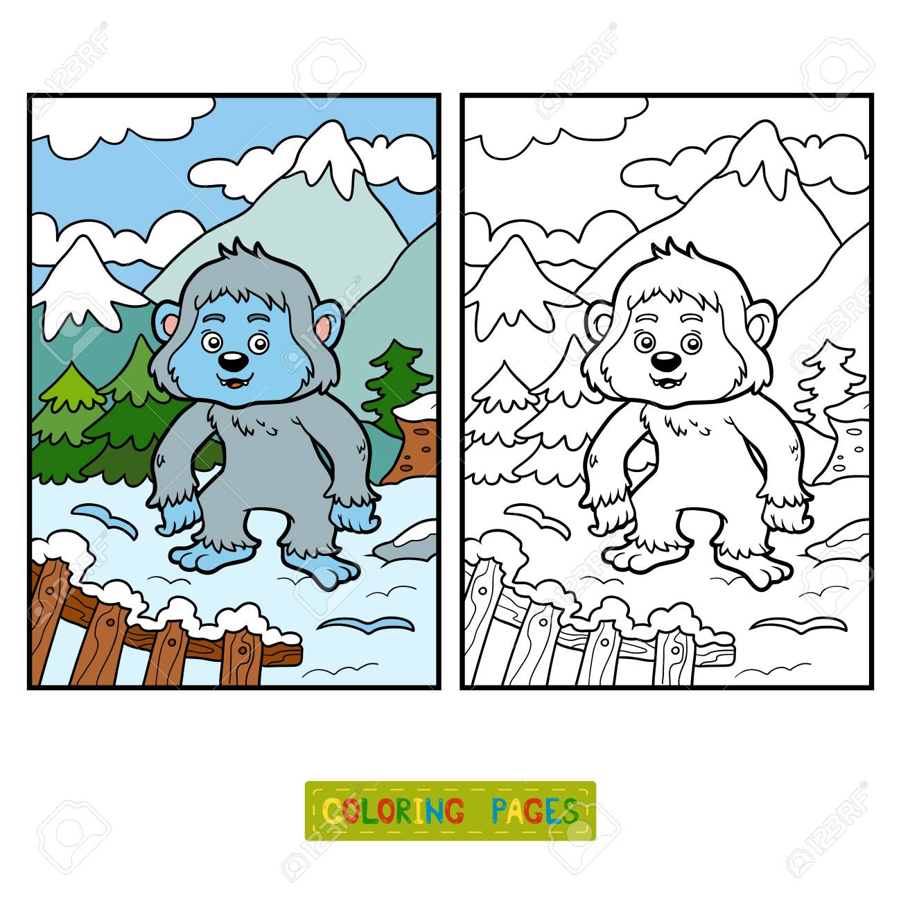 Coloring book for children yeti royalty free svg cliparts vectors and stock illustration image