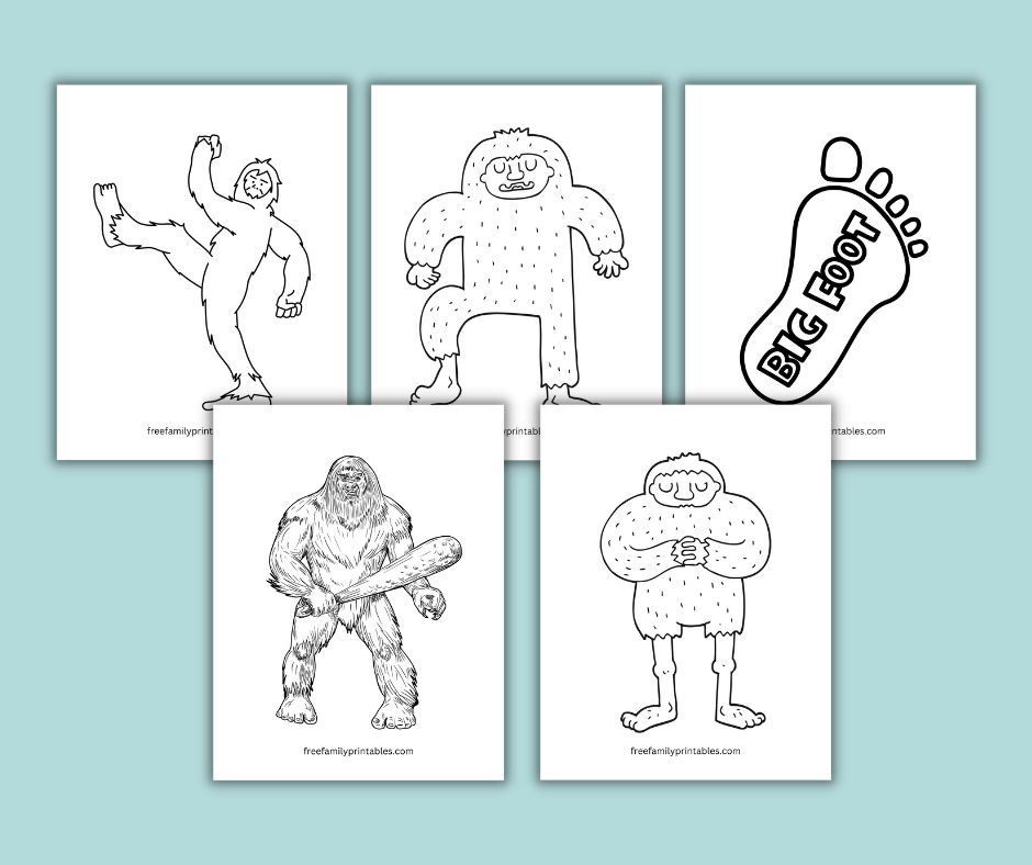 Free printable bigfoot coloring page