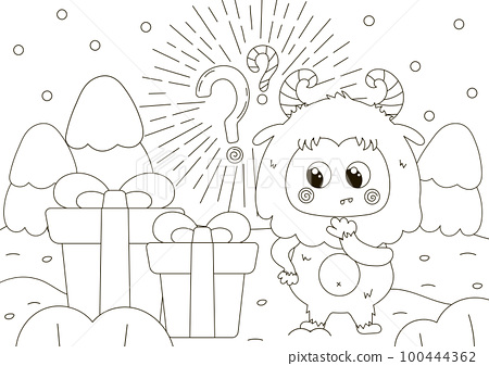 Funny coloring page with cute yeti character
