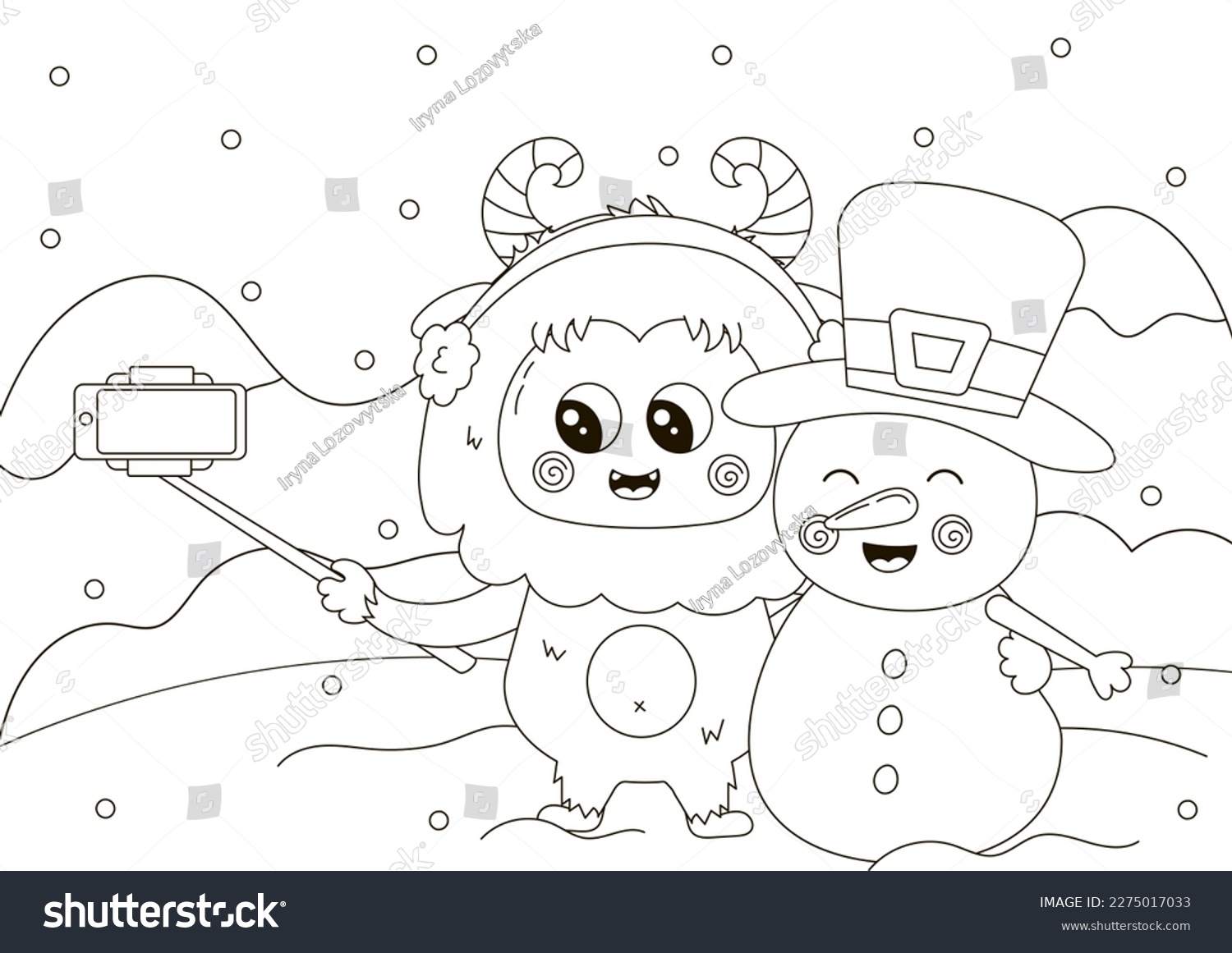 Funny coloring page cute yeti character stock vector royalty free