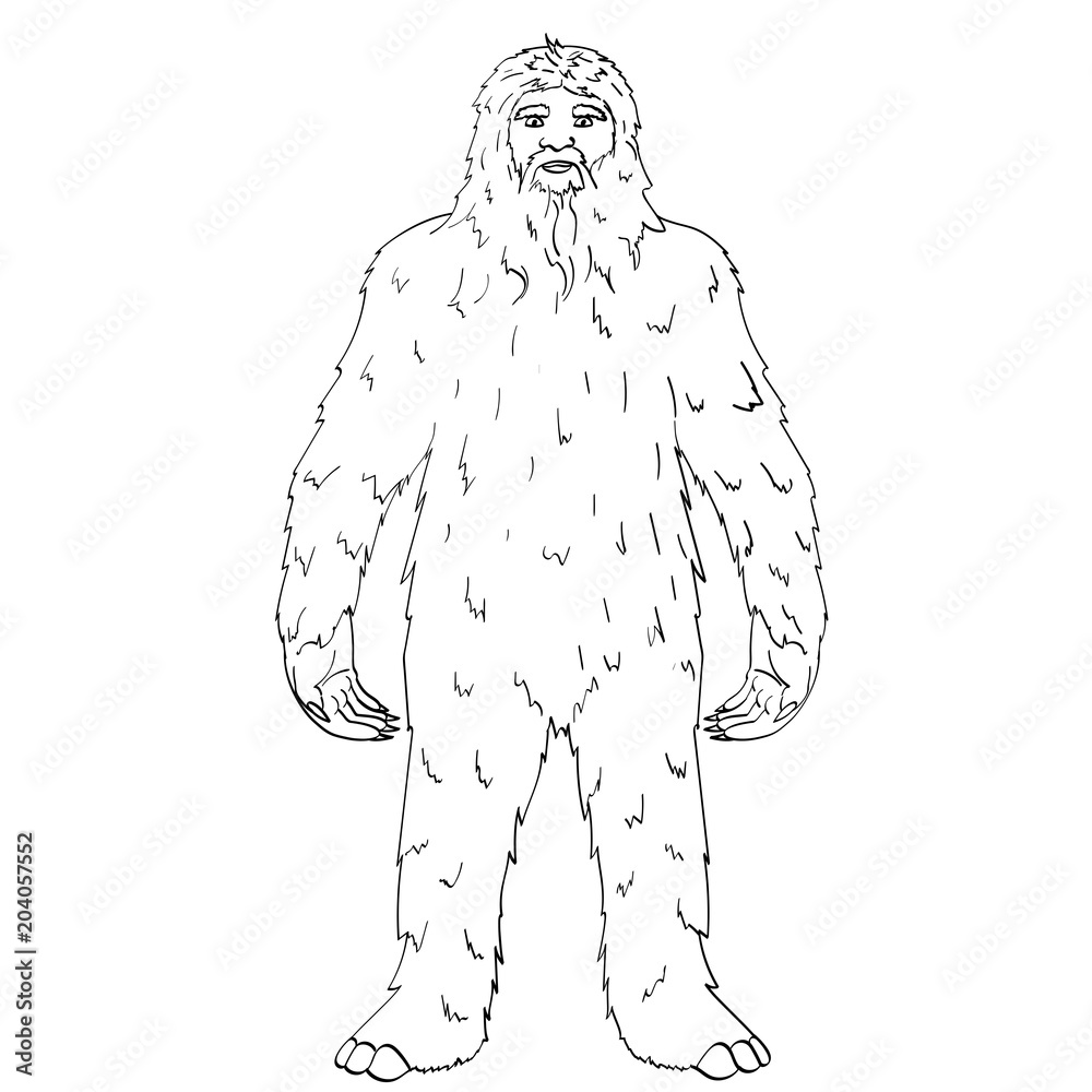 Isolated object on white background point vector nepal yeti abominable snowman children coloring book vector