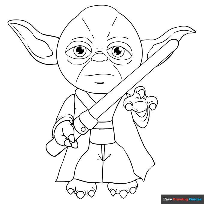 Yoda coloring page easy drawing guides