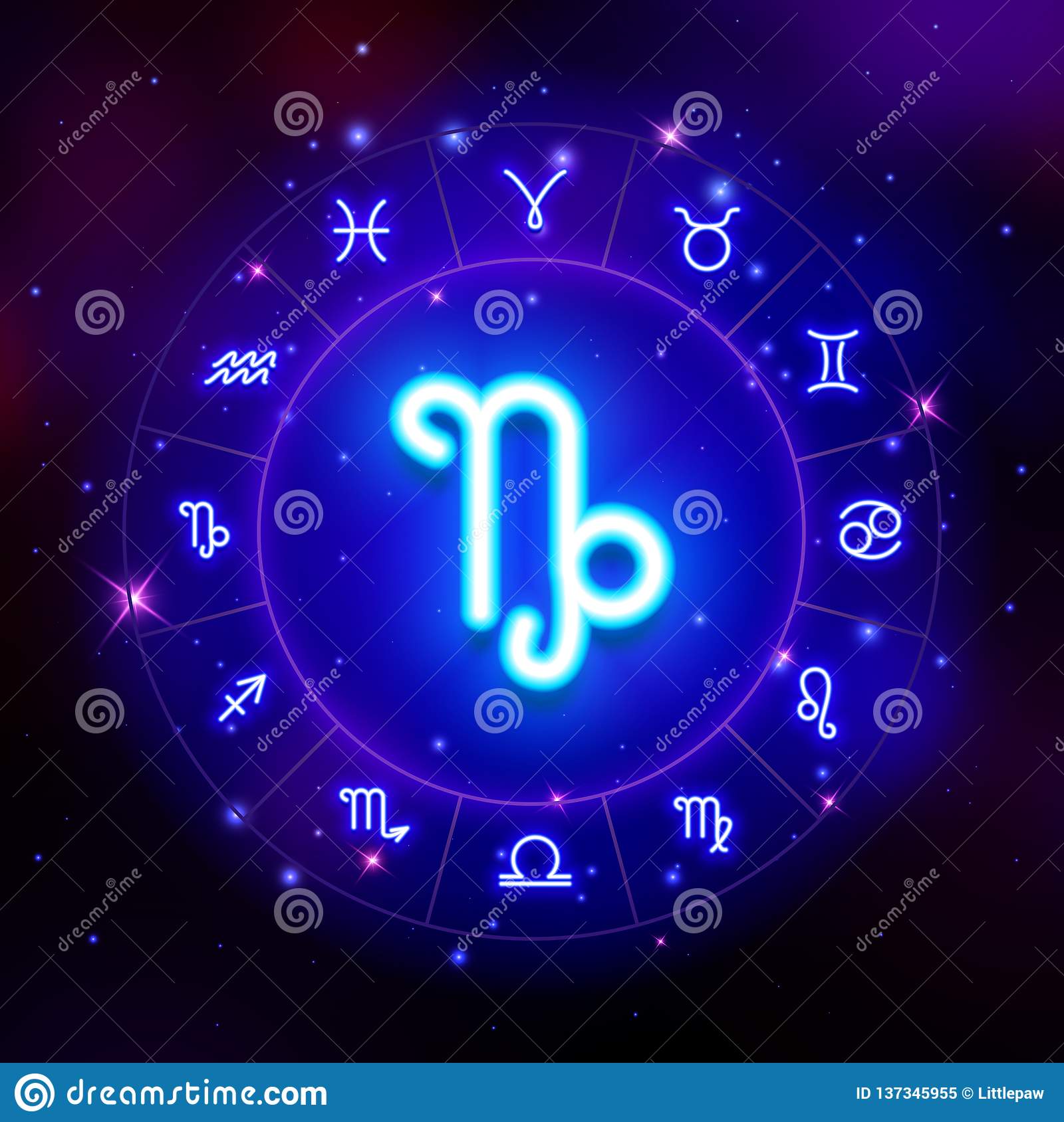 Capricorn zodiac sign horoscope symbol vector illustration stock vector