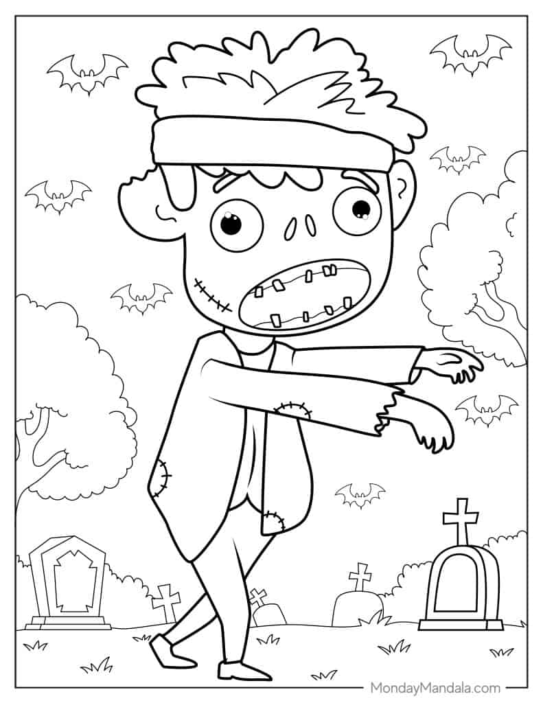 Zombie coloring pages free pdf printables